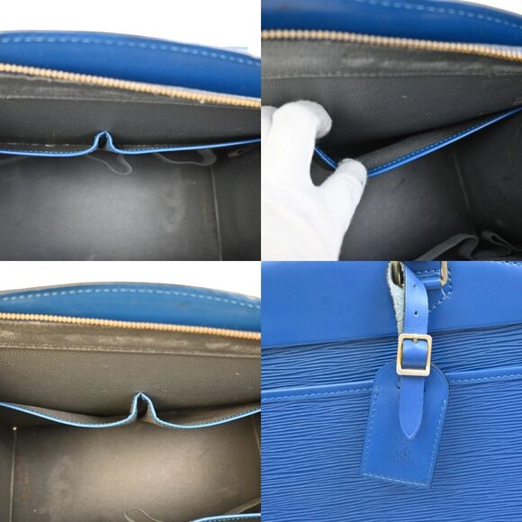 LOUIS VUITTON LV Logo Riviera Hand Bag Epi Leather Blue France - Picture 9 of 16